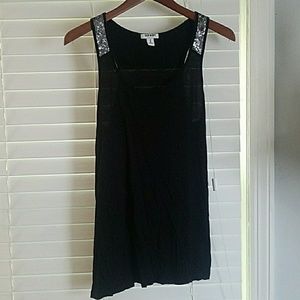 Black tank top with silver accent